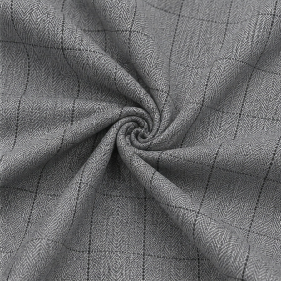 Charcoal Grey Windowpane Shirt Fabric