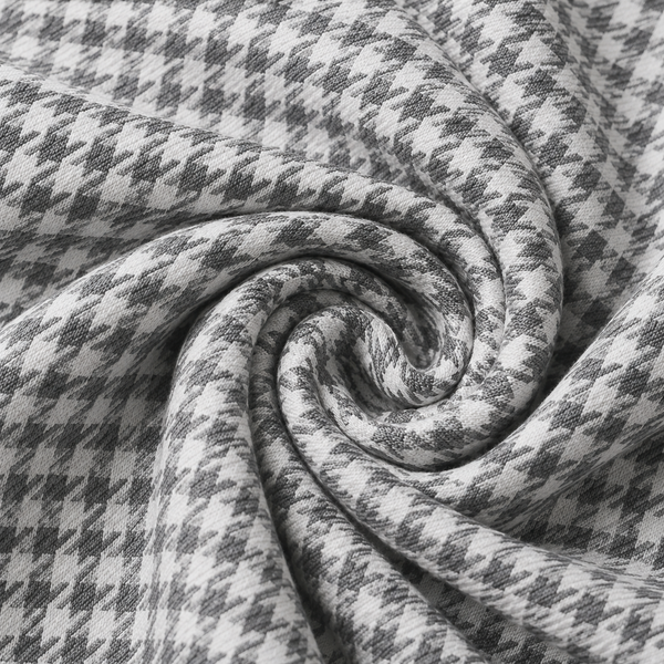 Grey & White Houndstooth Premium Shirting Fabric
