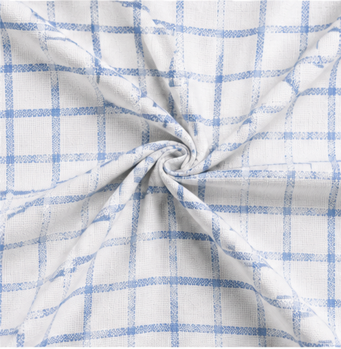 Light Blue & White Check Shirt Fabric