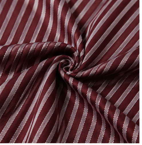 Maroon & White Twill Striped Premium Unstitched Shirt Fabric