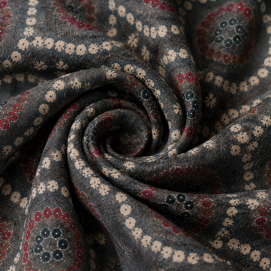 Grey Blue Printed Unstitched Kurta Fabric