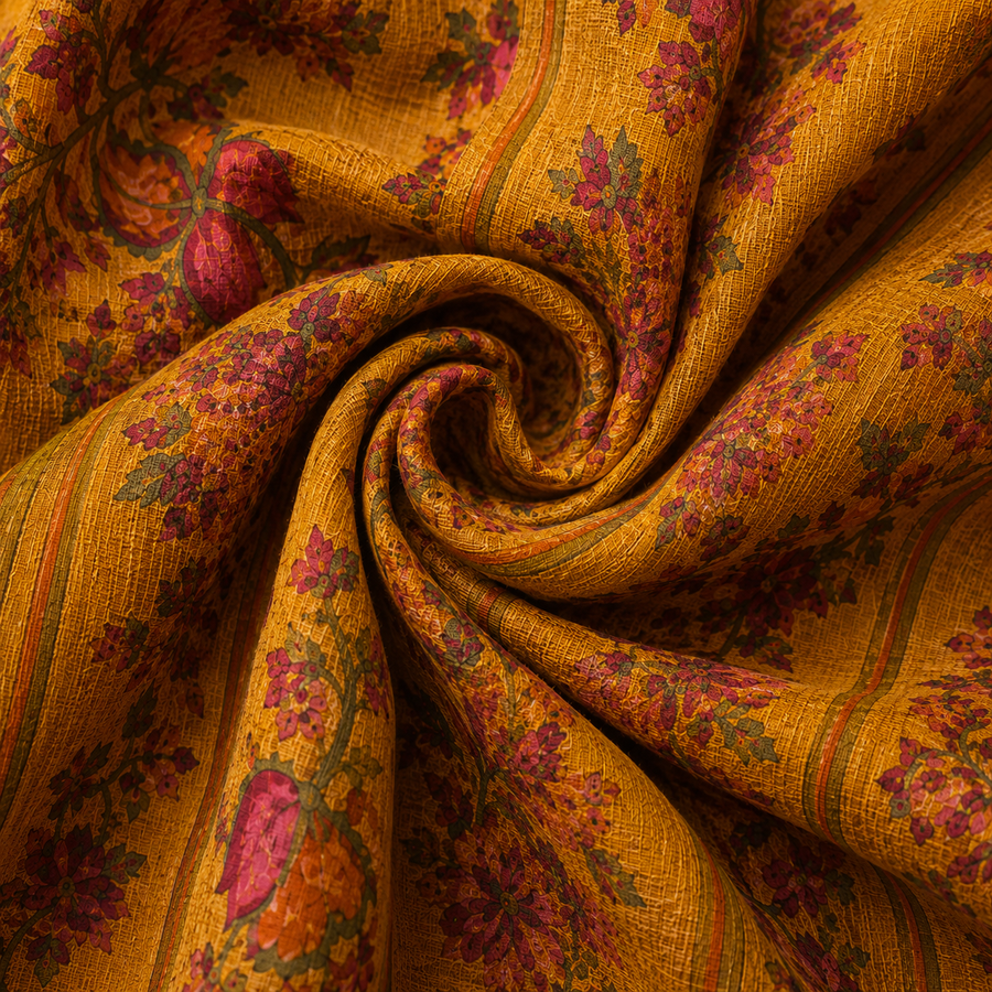 Floral Yellow Unstitched Kurta Fabric –