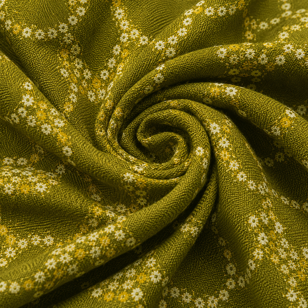 Olive Green Printed Unstitched Kurta Fabric