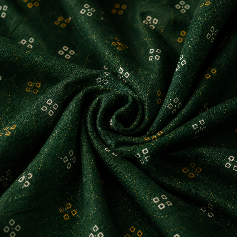 Dark Green Printed Unstitched Kurta Fabric
