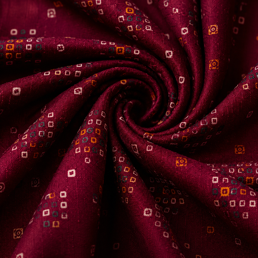 Maroon Printed Unstitched Kurta Fabric