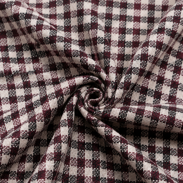 Burgundy & White Mini Check Cotton Shirt Fabric