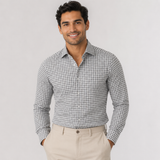 Grey &amp; White Houndstooth Premium Shirting Fabric