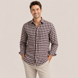 Burgundy & White Mini Check Cotton Shirt Fabric