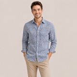 Navy & White Houndstooth Premium Shirt Fabric