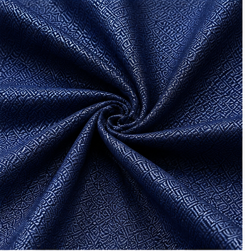 Royal Navy Blue Geometric Jacquard Premium Unstitched Shirt Fabric
