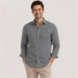Charcoal Grey Windowpane Shirt Fabric