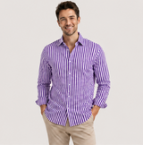 Purple & White Vertical Striped Premium Unstitched Shirt Fabric