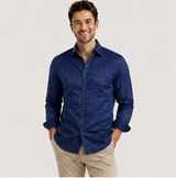 Royal Navy Blue Geometric Jacquard Premium Unstitched Shirt Fabric