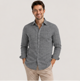 Grey Windowpane Textured Cotton Shirt Fabric