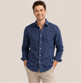Navy Blue Stripe Shirt Fabric