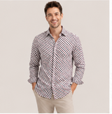 White Burgundy & Black Textured Striped Premium Unstitched Shirt Fabric | Cotton Blend