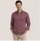 Maroon & White Twill Striped Premium Unstitched Shirt Fabric