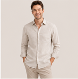 Oatmeal Latte Stripe Shirt Fabric