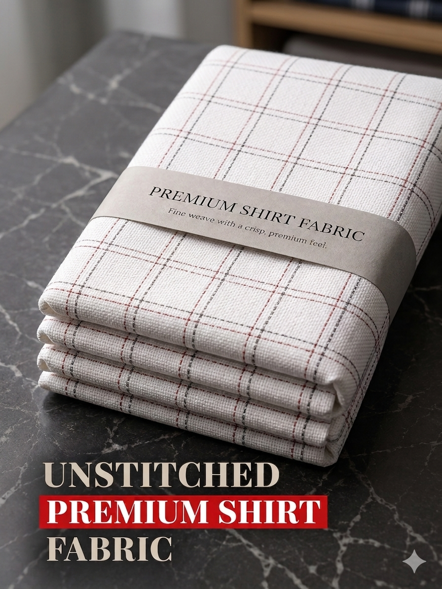 White Window Check  Shirt Fabric