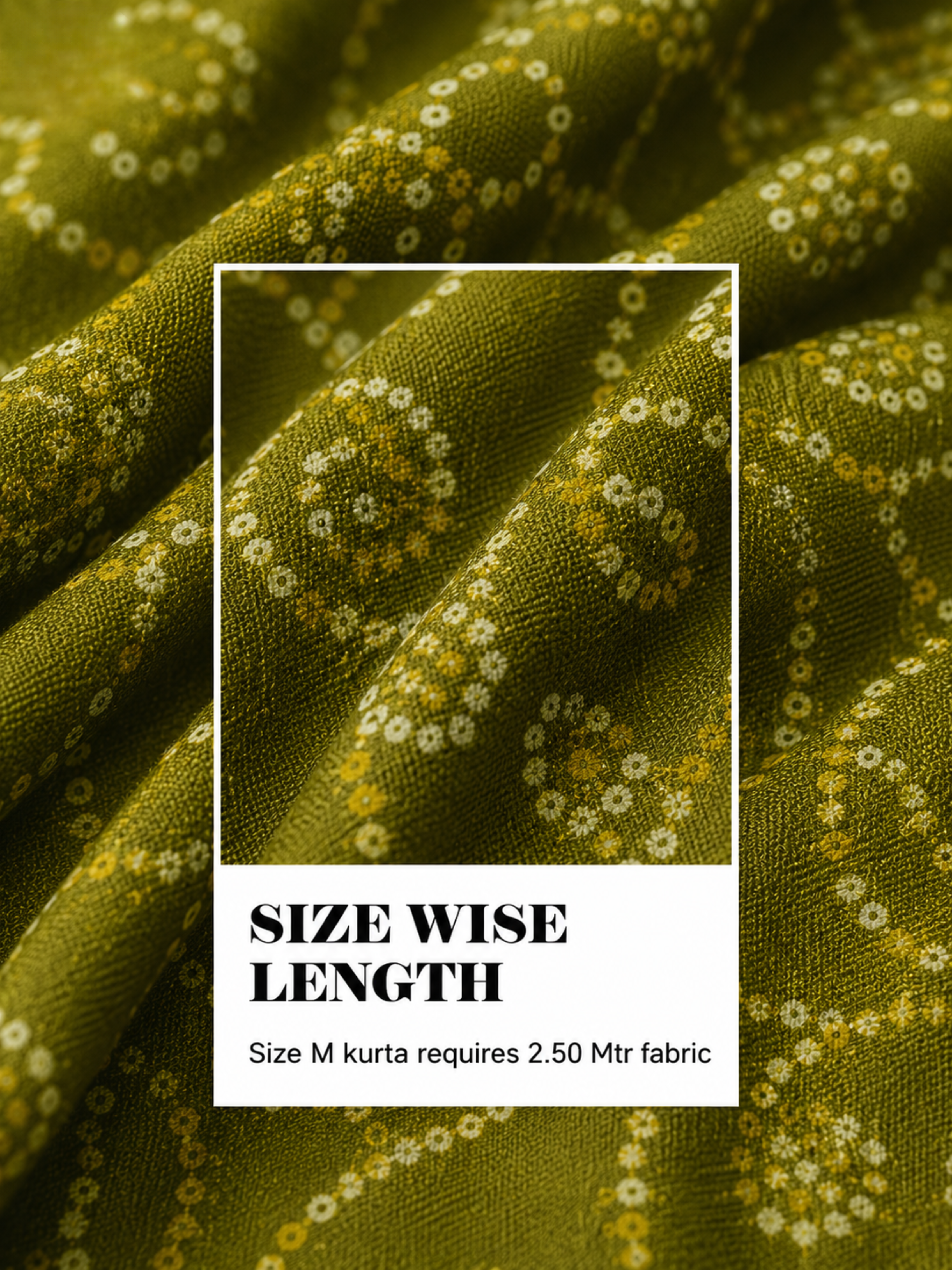 Olive Green Printed Unstitched Kurta Fabric