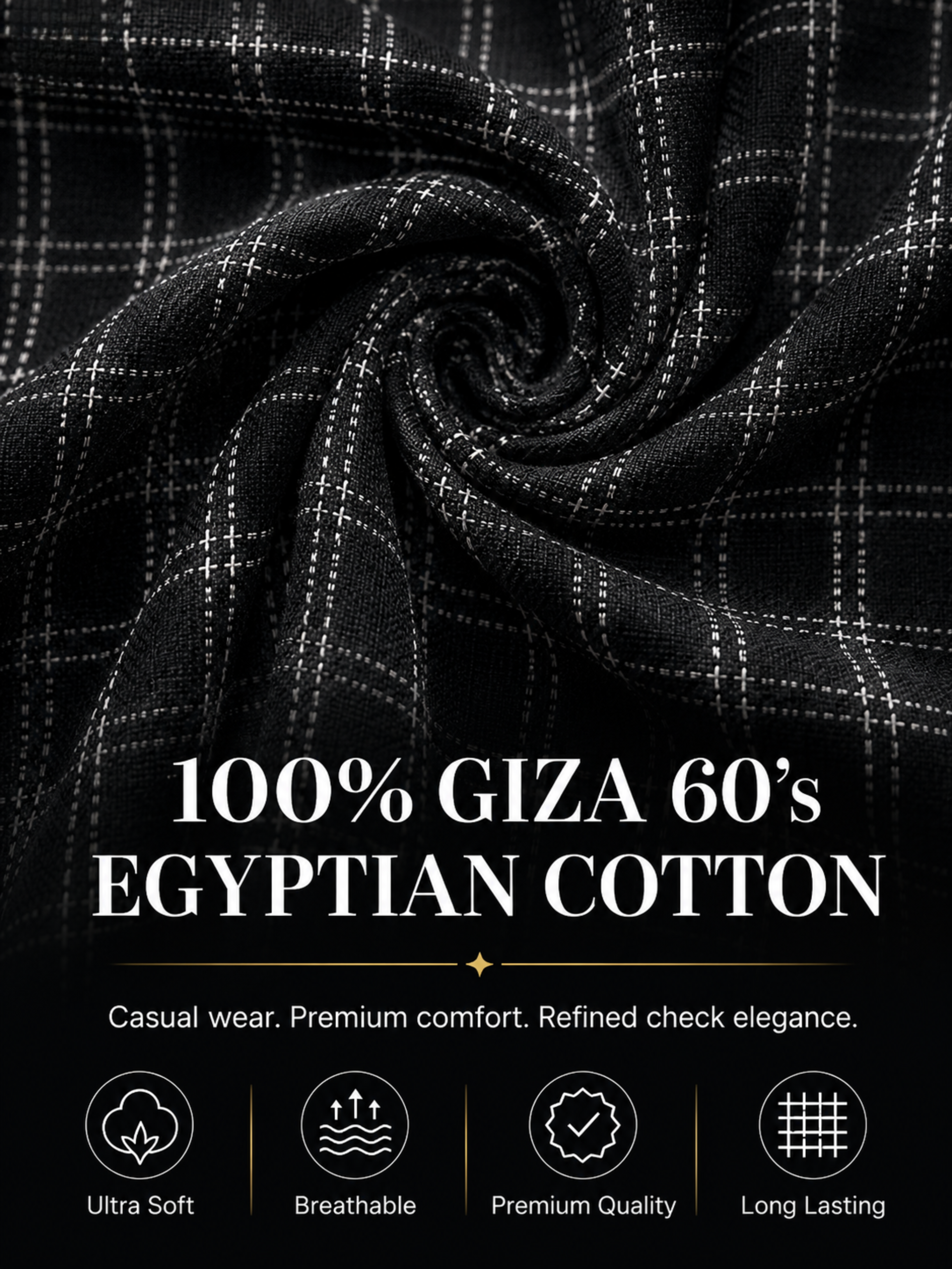 Black Check  Shirt Fabric