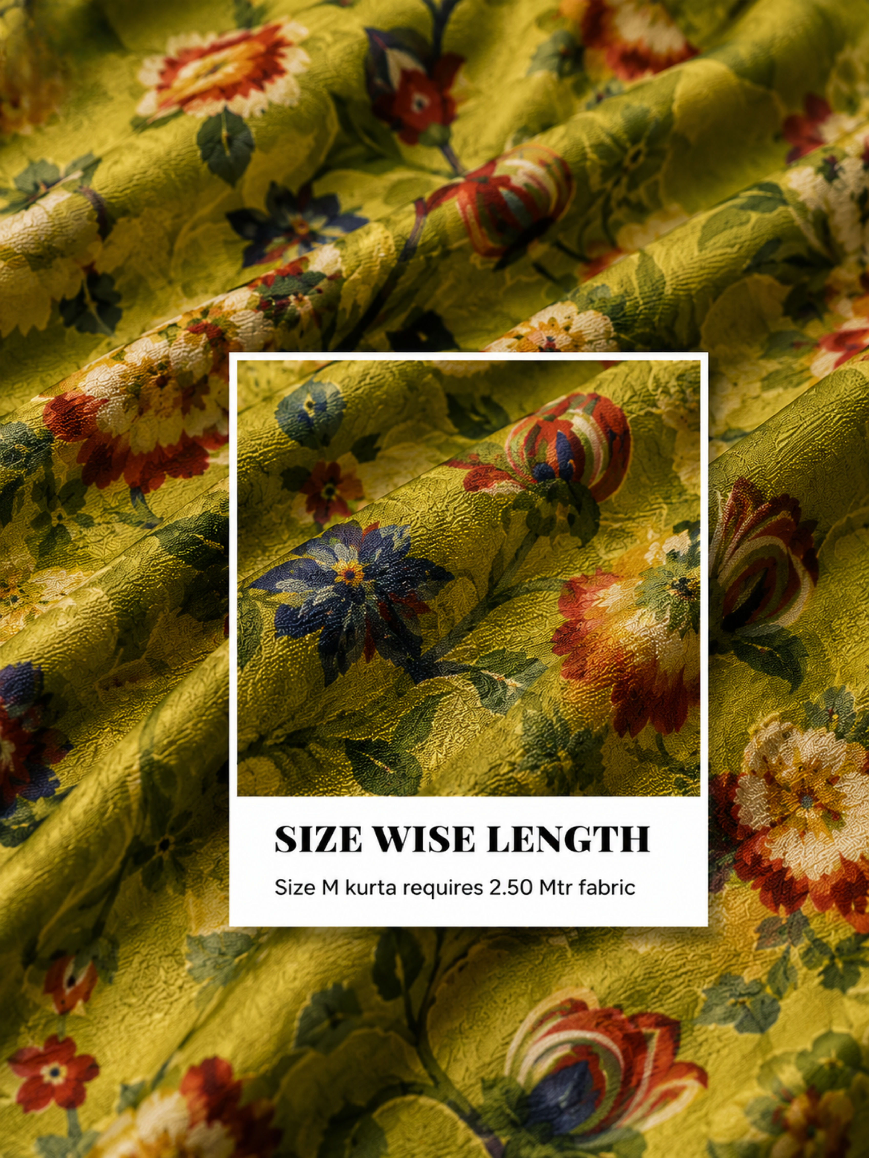 Olive Green Floral Unstitched Kurta Fabric