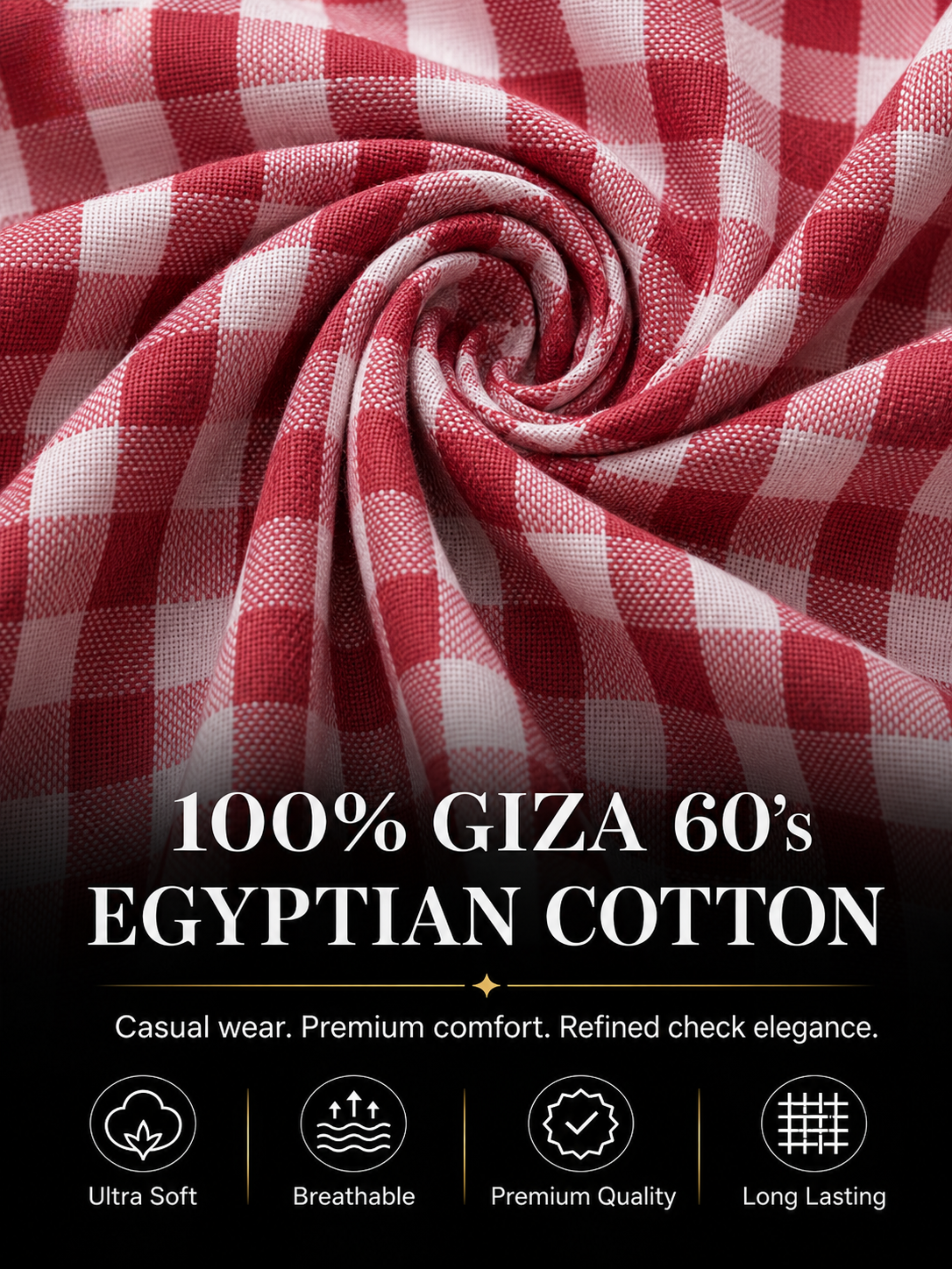 Red & White Check Shirt Fabric
