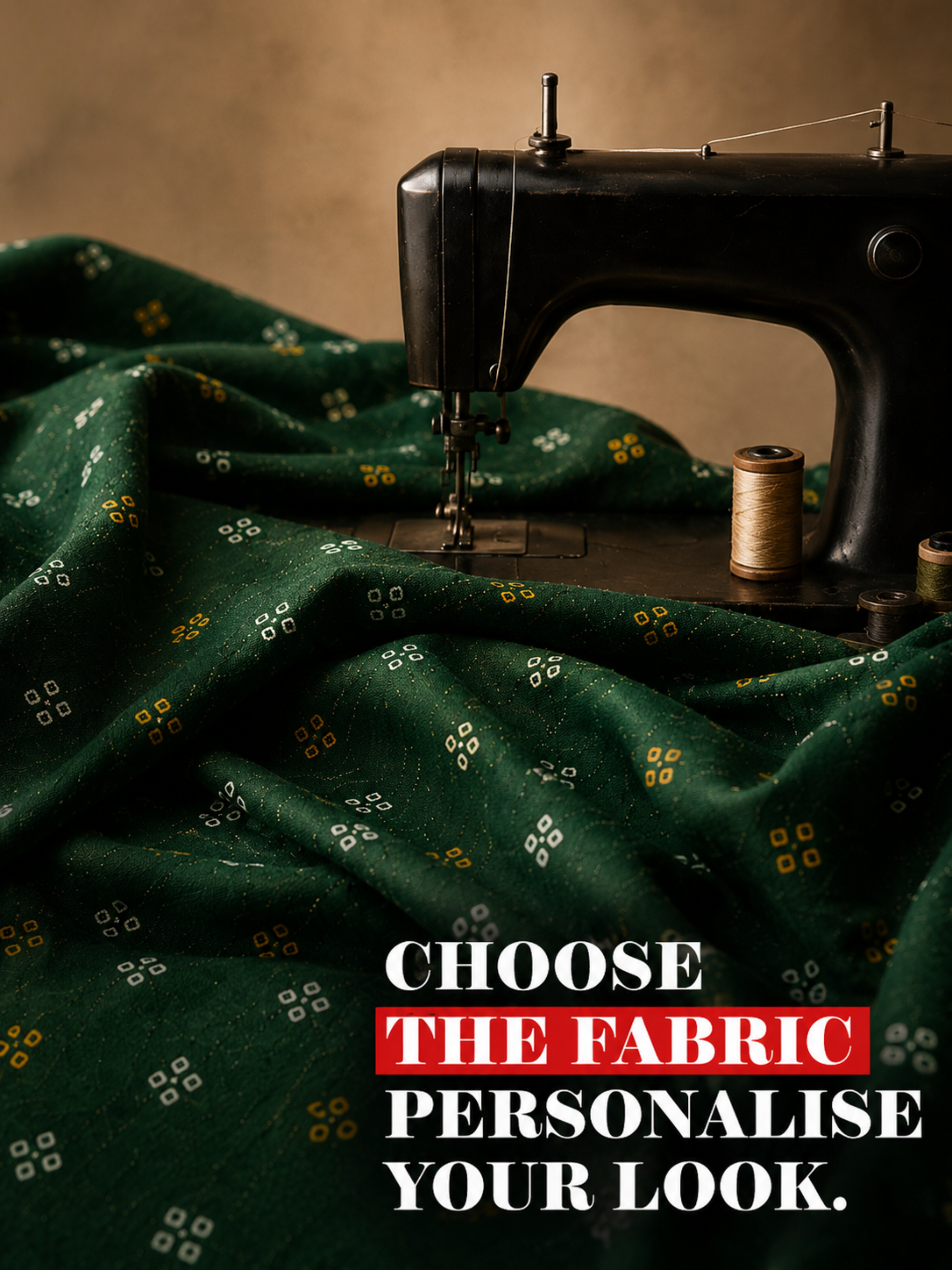 Dark Green Printed Unstitched Kurta Fabric