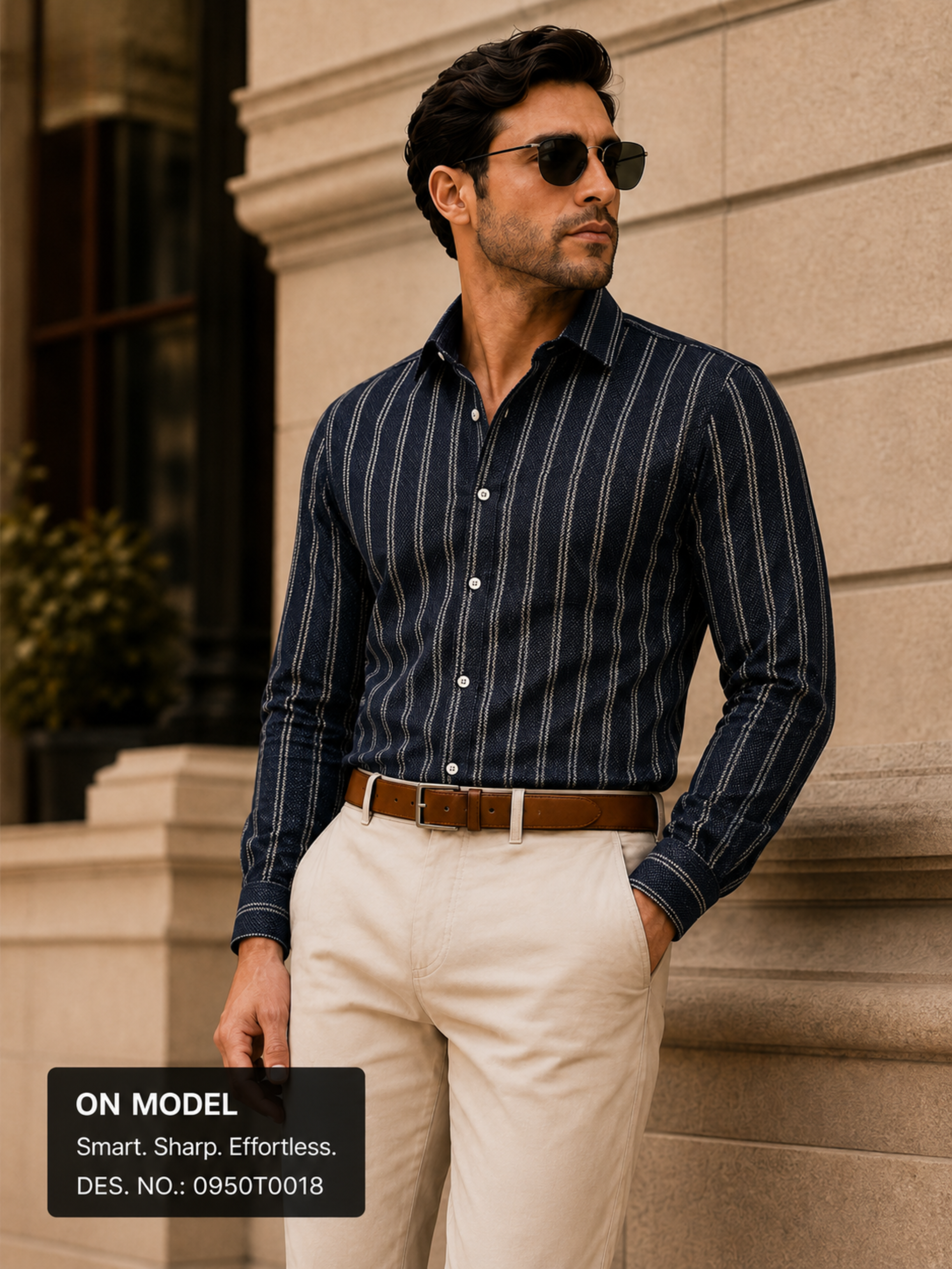 Black & Silver Vertical Stripe  Shirt Fabric