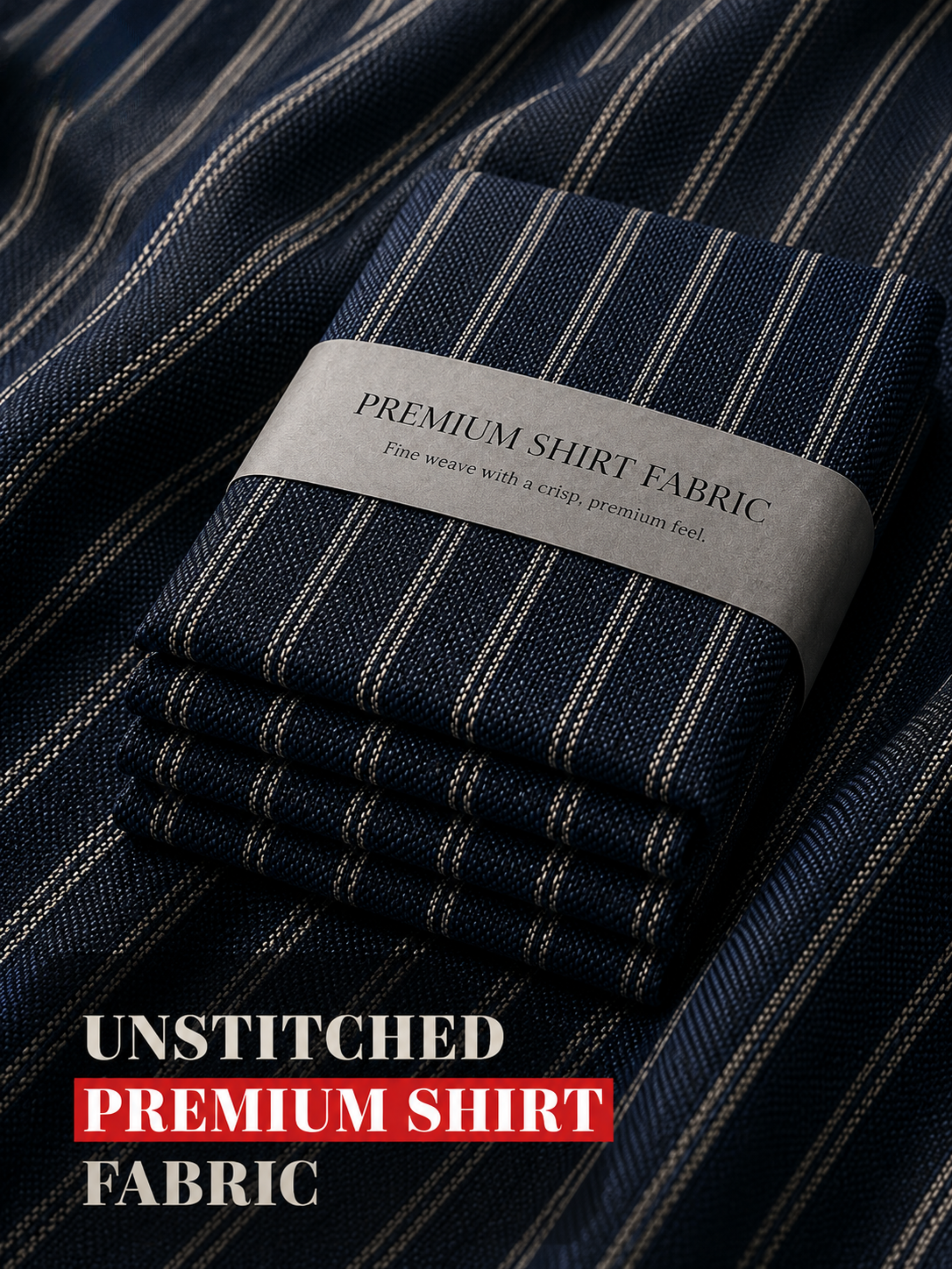 Black & Silver Vertical Stripe  Shirt Fabric
