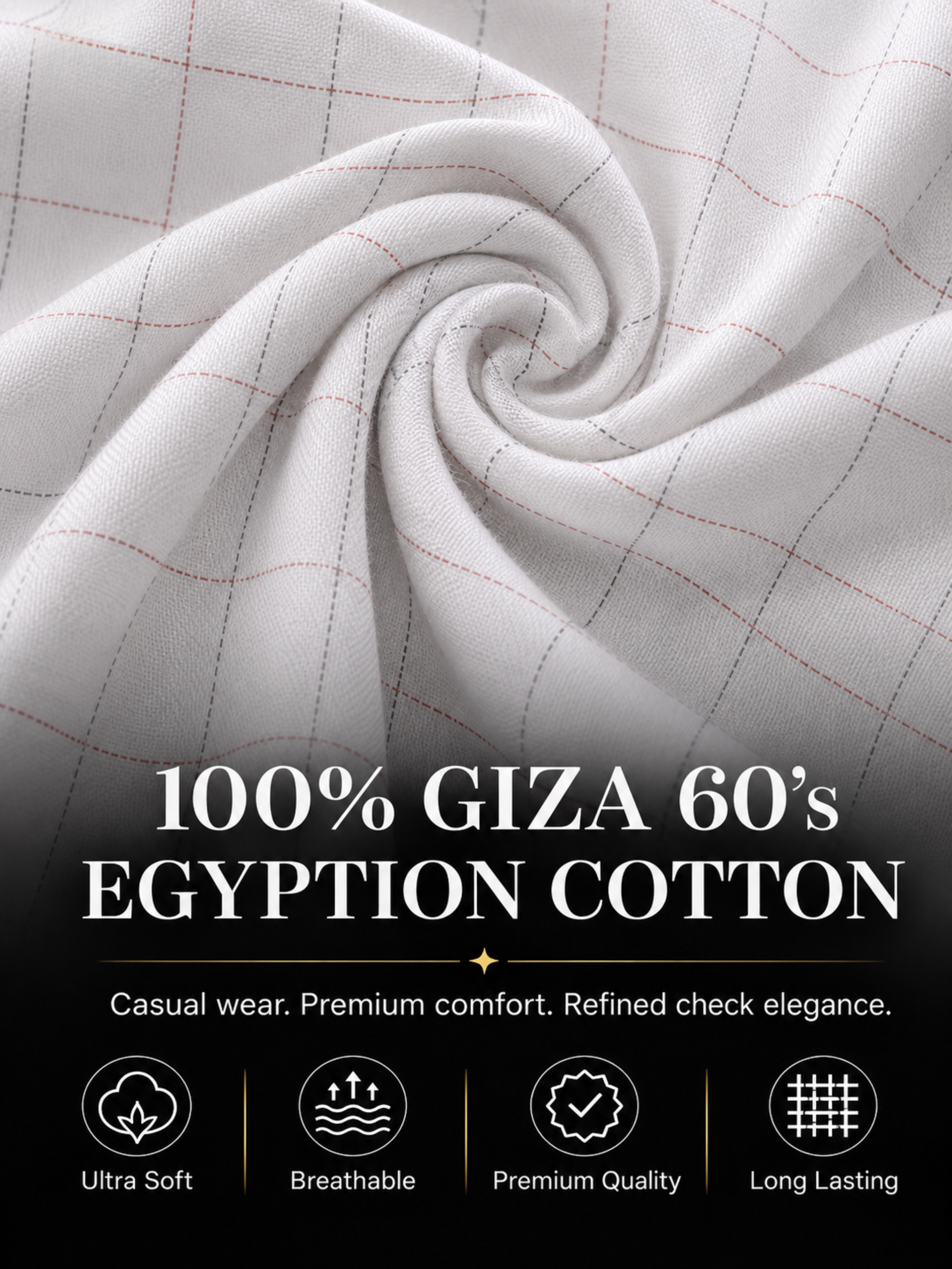 White Window Check  Shirt Fabric
