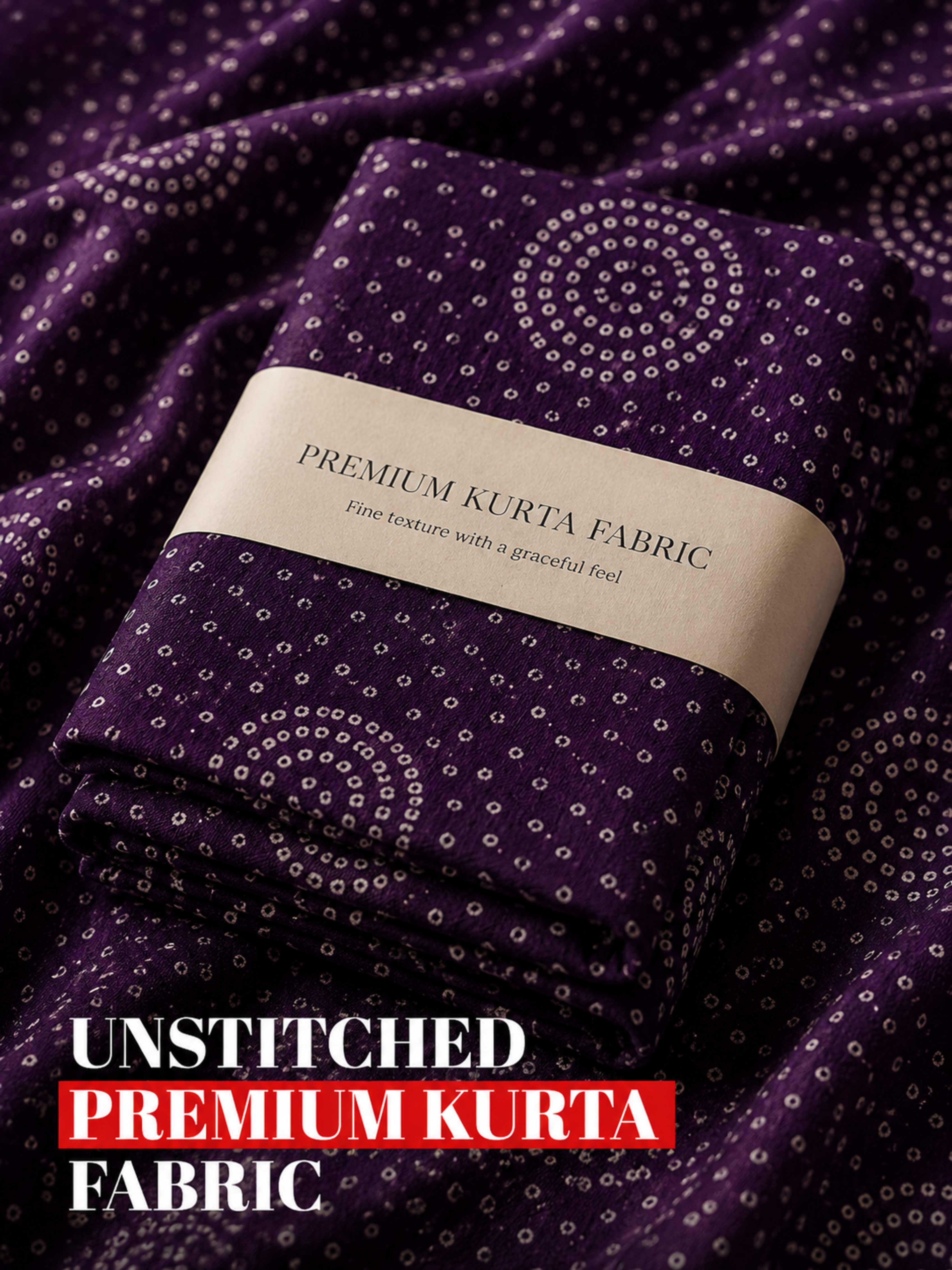 Purple Printed Unstitched Kurta Fabric