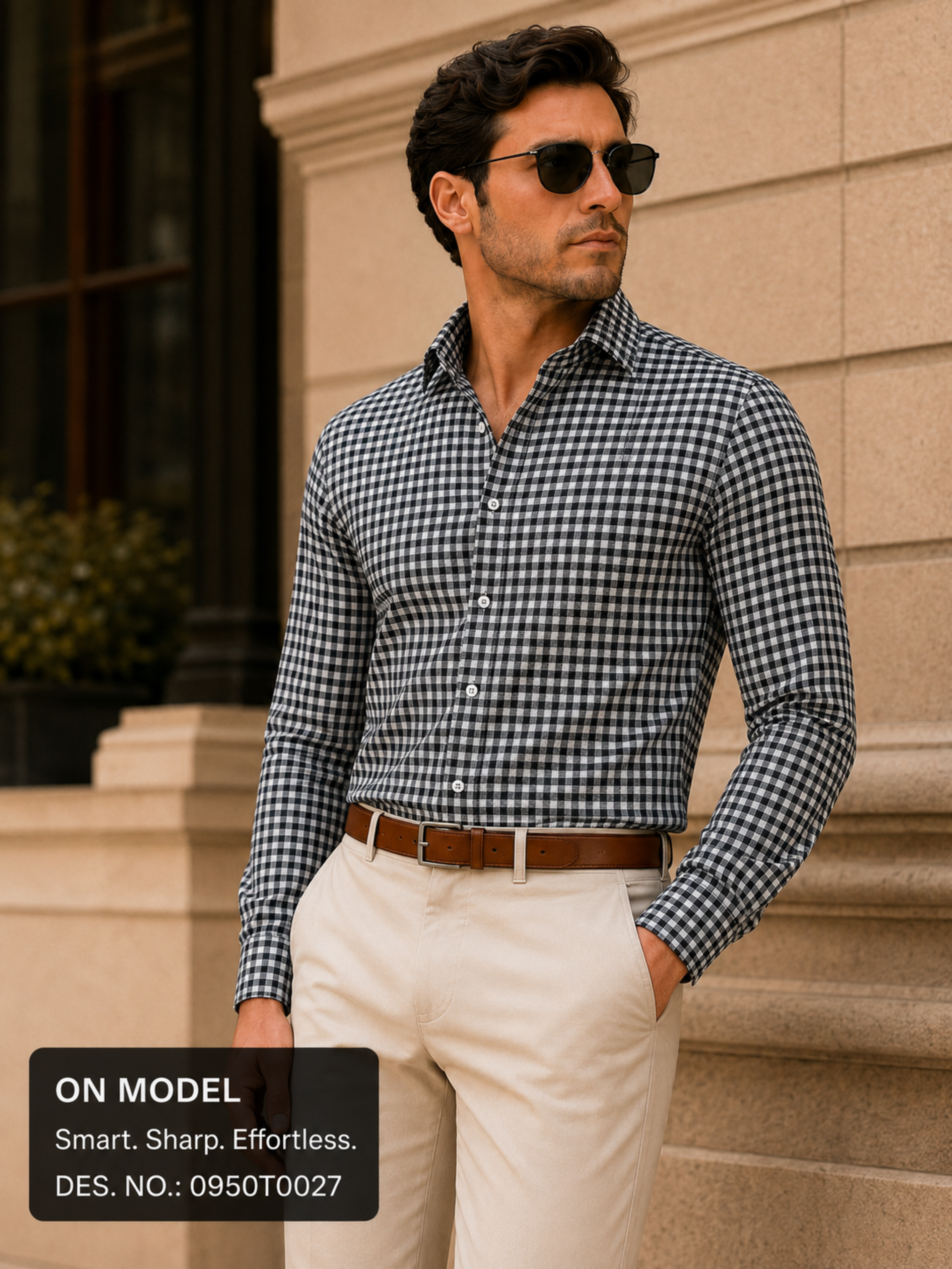 Black & White Micro Check Shirt Fabric