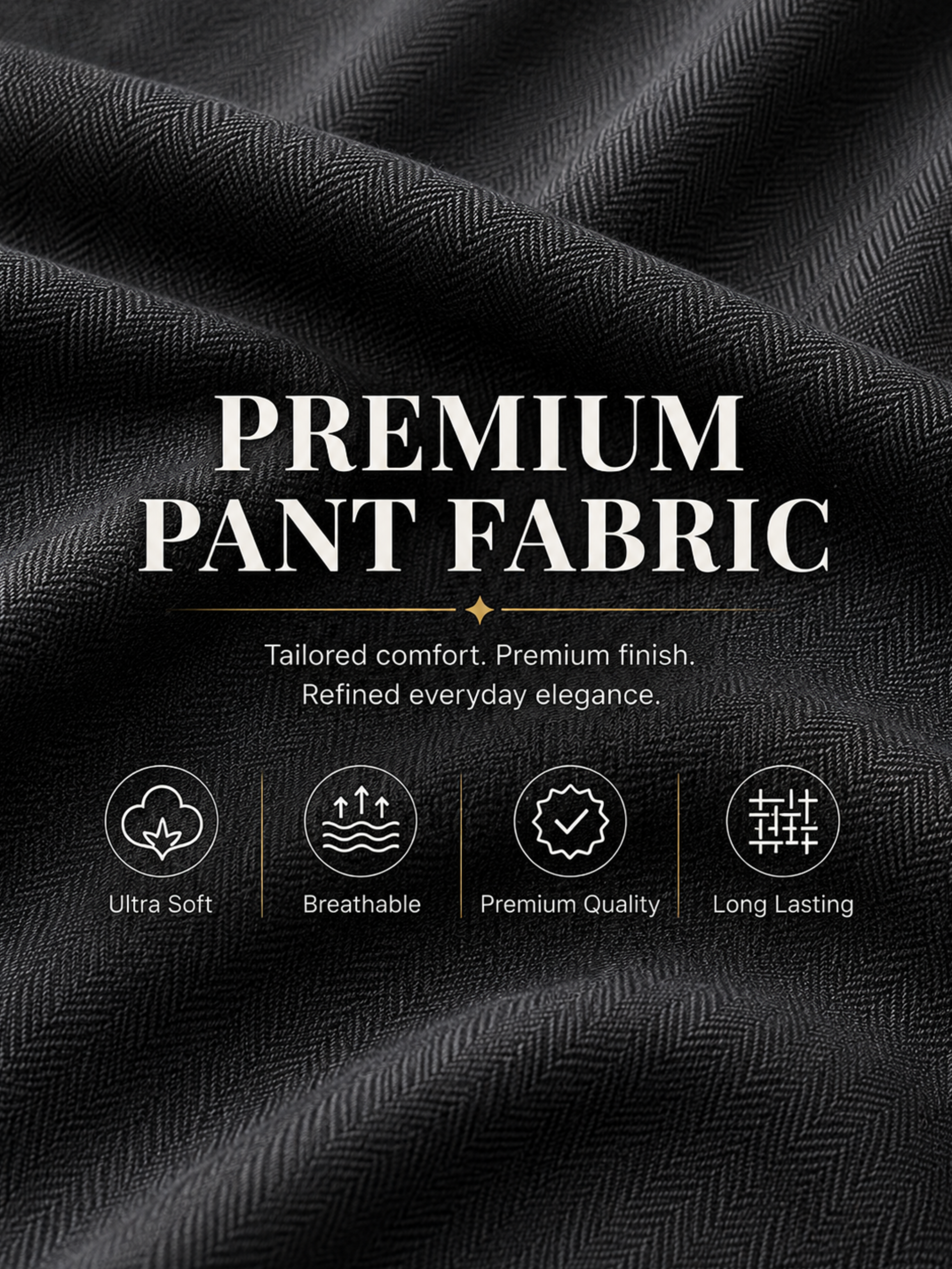 Charcoal Herringbone Pant Fabric