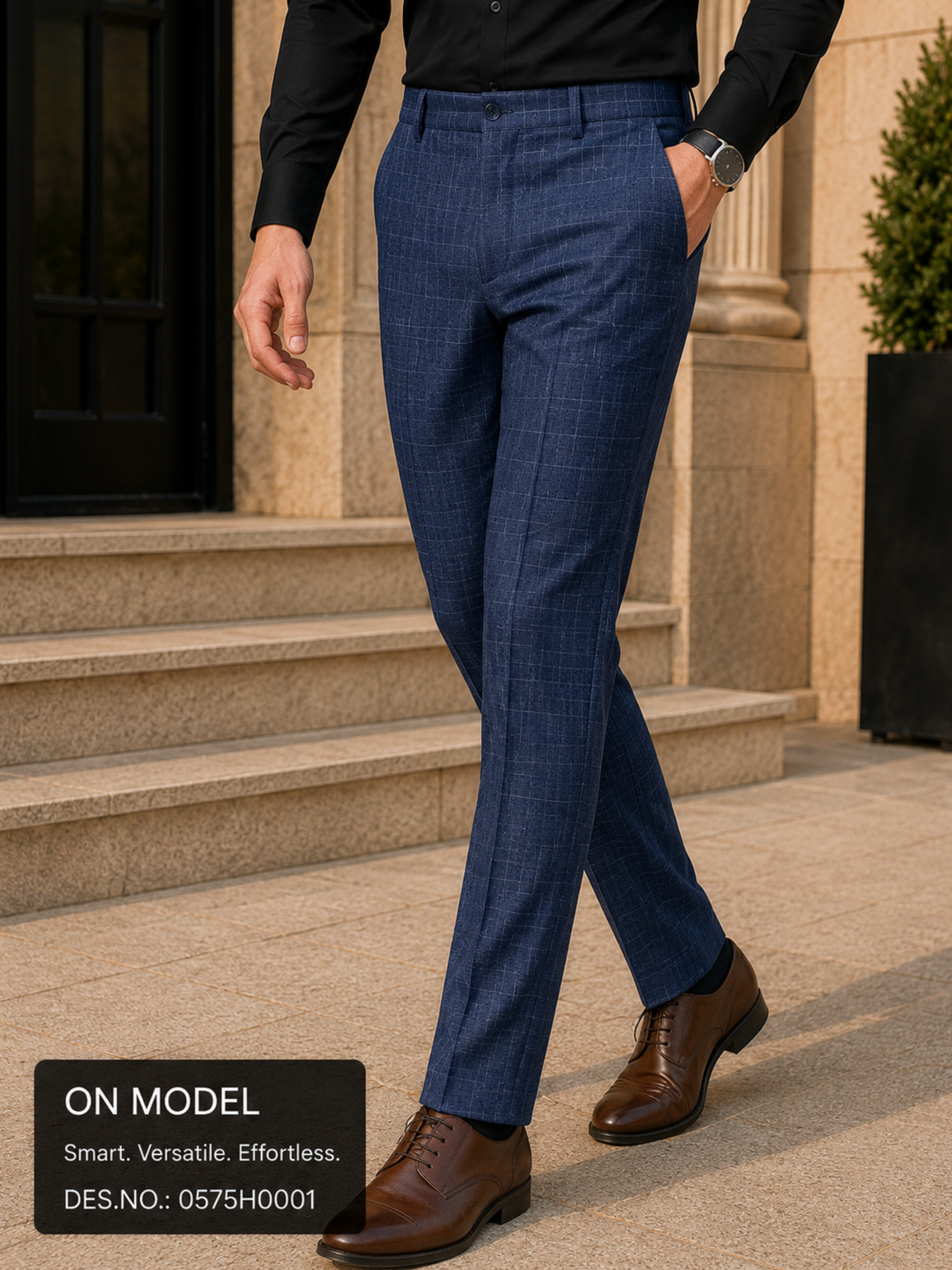 Blue Fine  Checked Pant Fabric