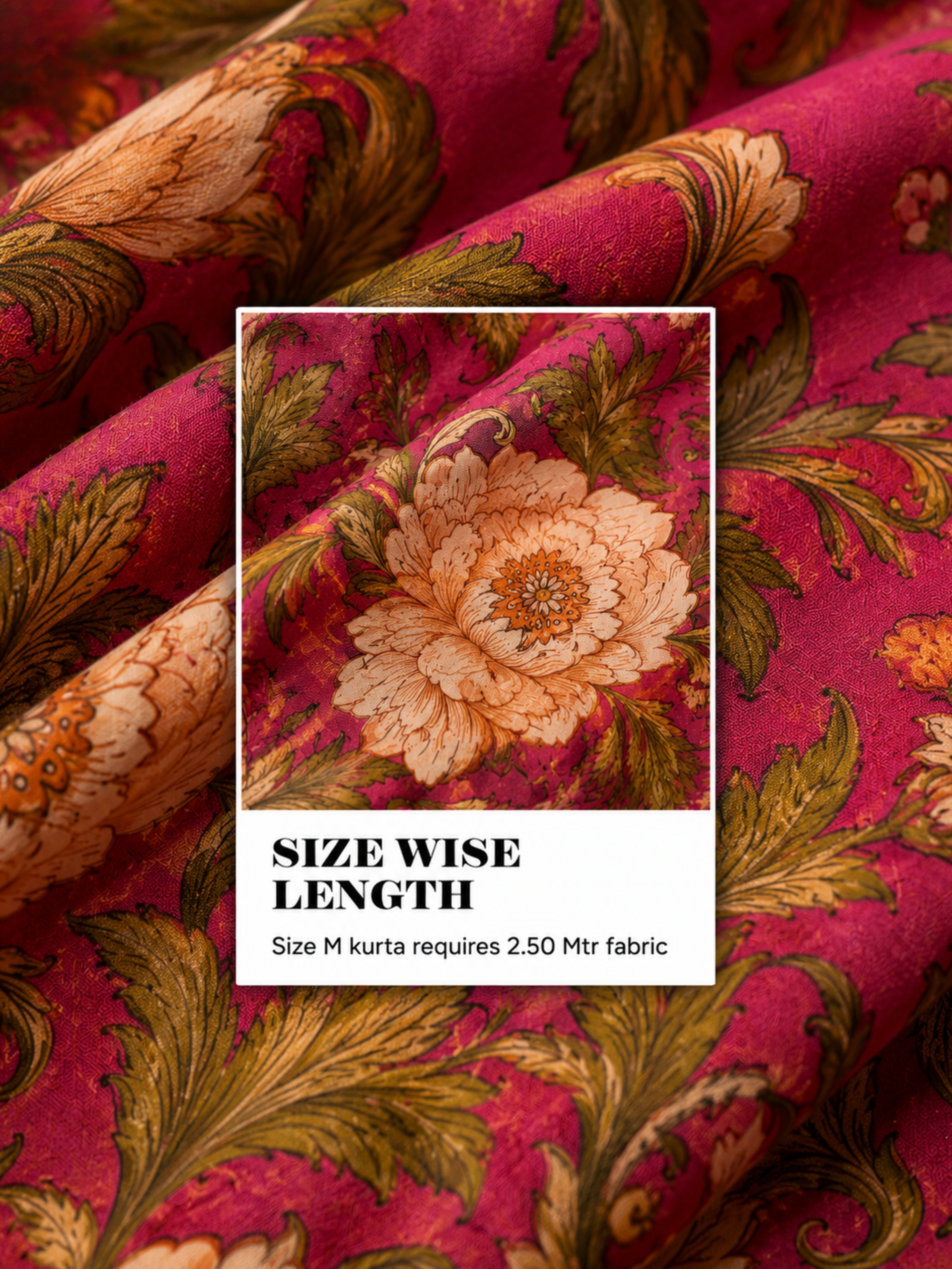 Pink Floral Kurta Fabric