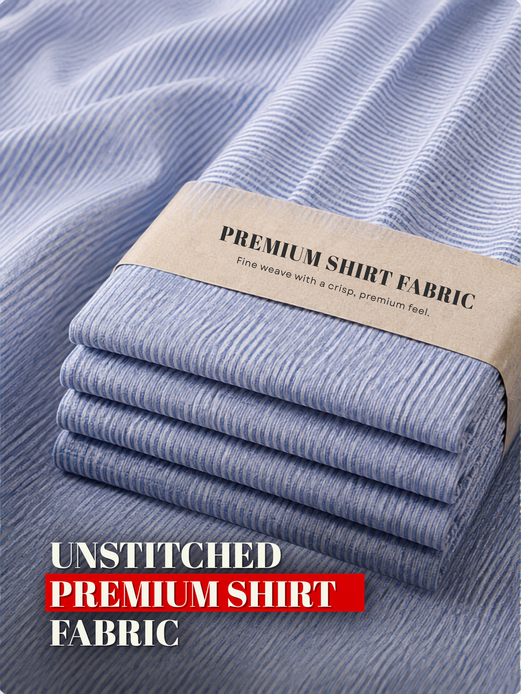 Sky Blue Striped Unstitched Shirt Fabric