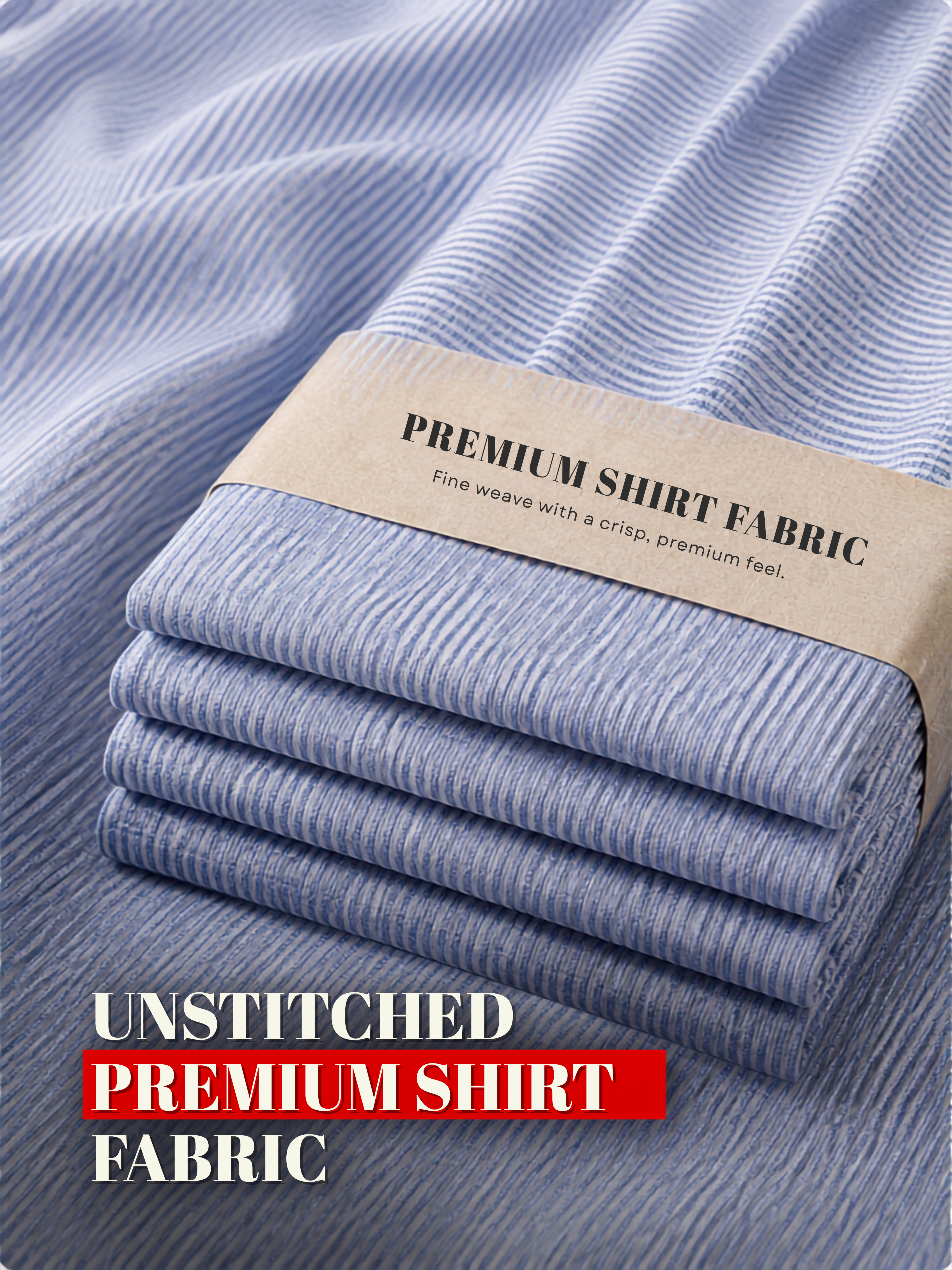 Sky Blue Striped Unstitched Shirt Fabric