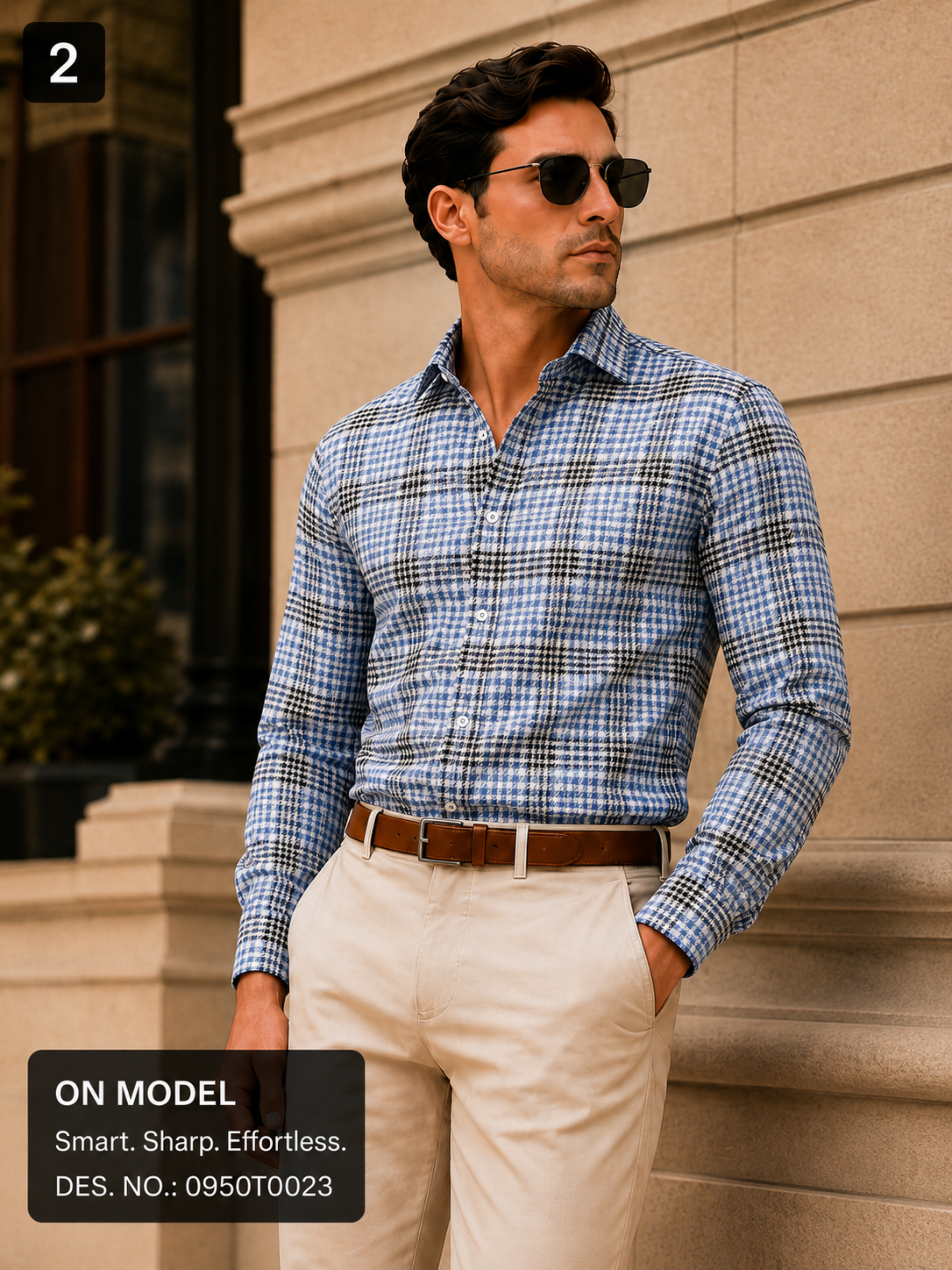 Sky Blue & Black Check Shirt Fabric