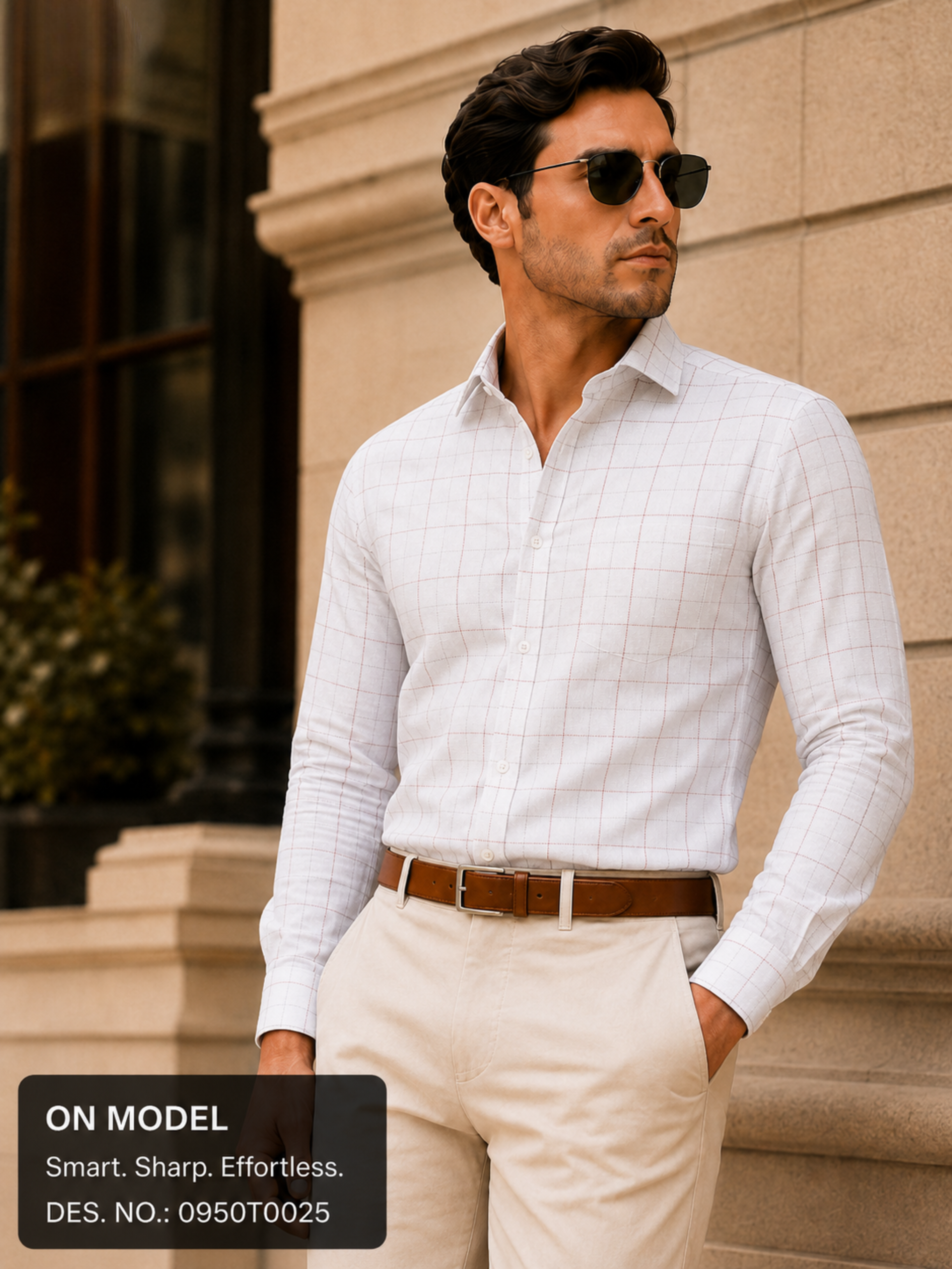 White Window Check  Shirt Fabric