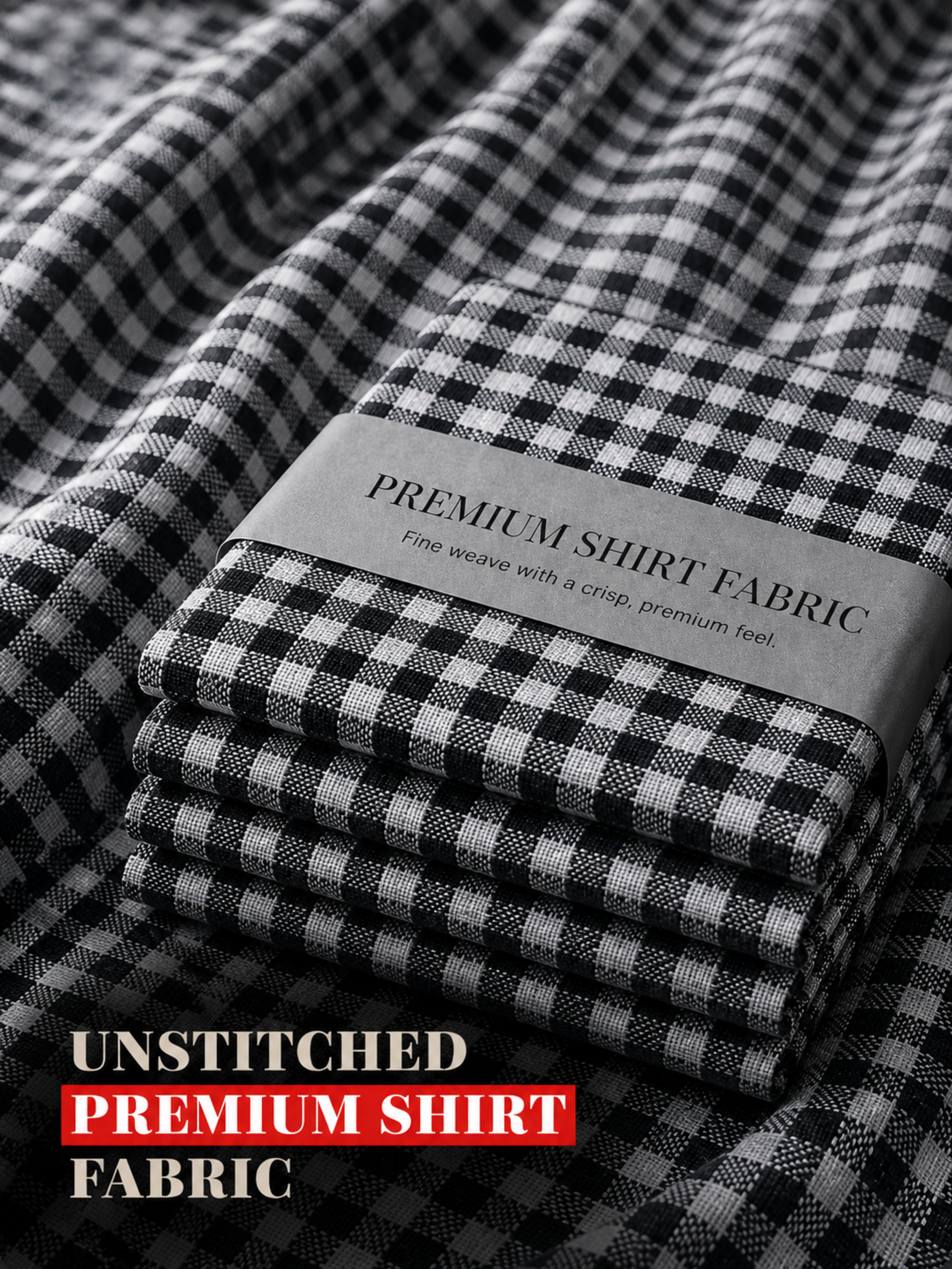 Black & White Micro Check Shirt Fabric