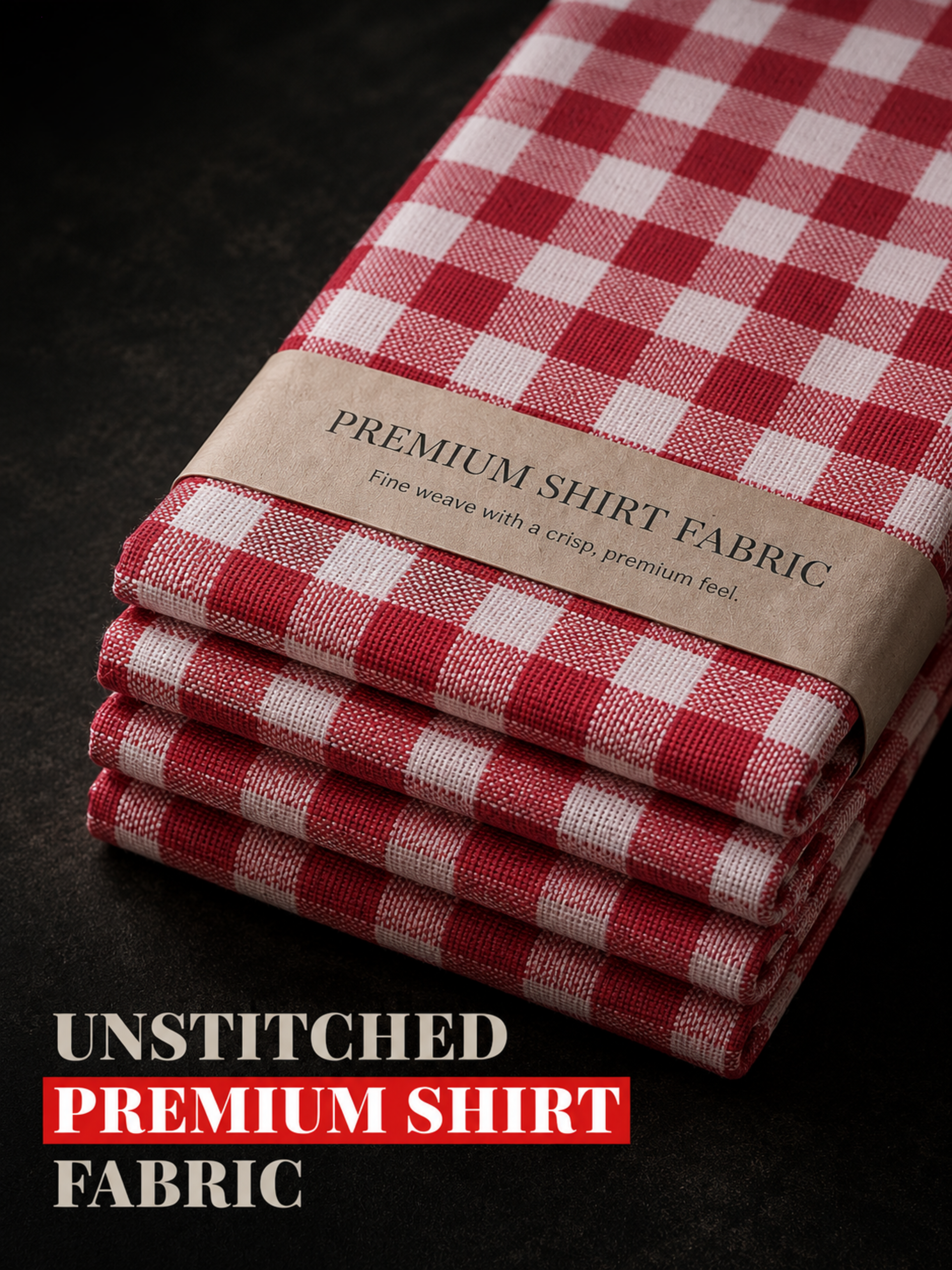 Red & White Check Shirt Fabric