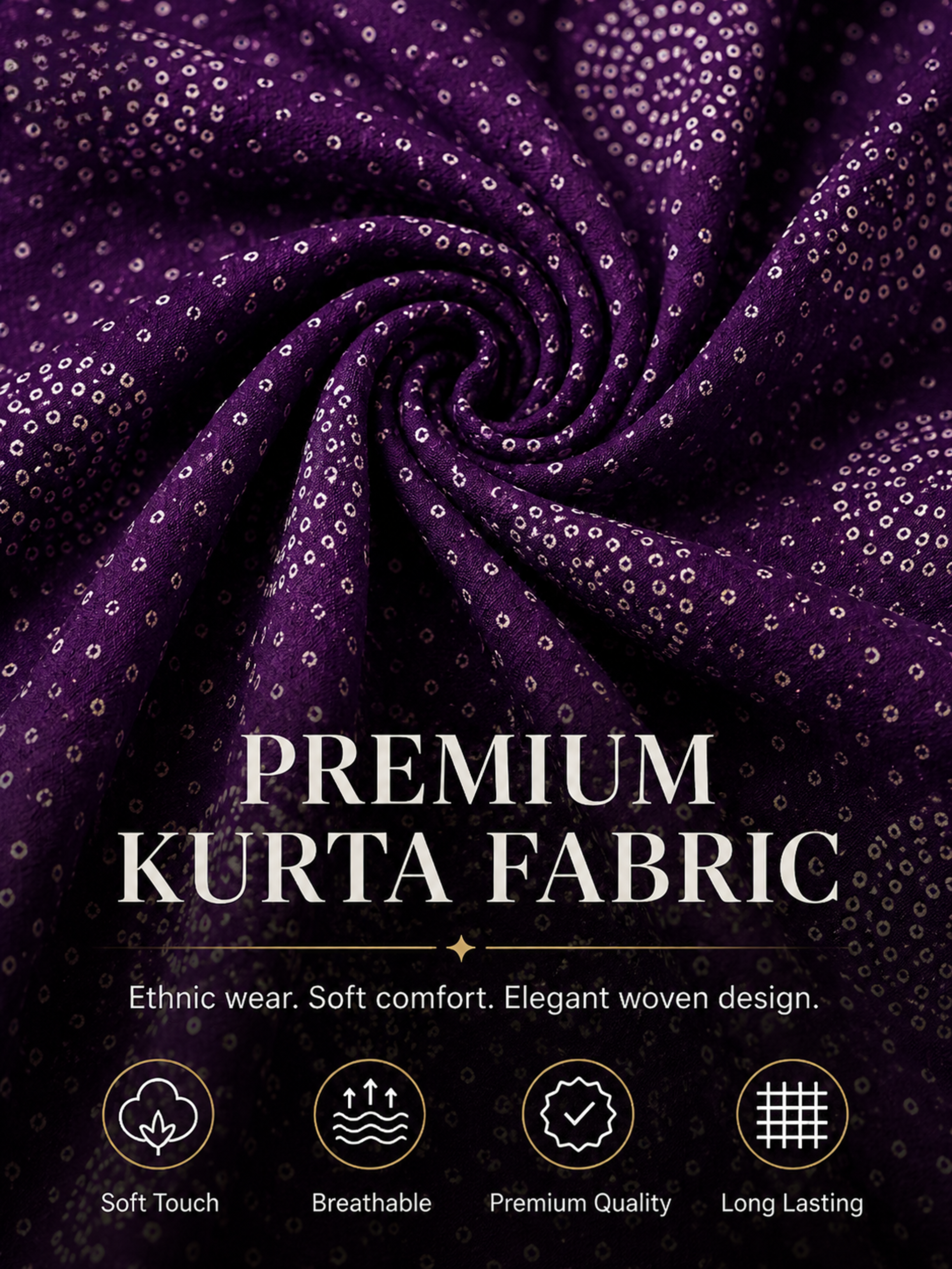 Purple Printed Unstitched Kurta Fabric