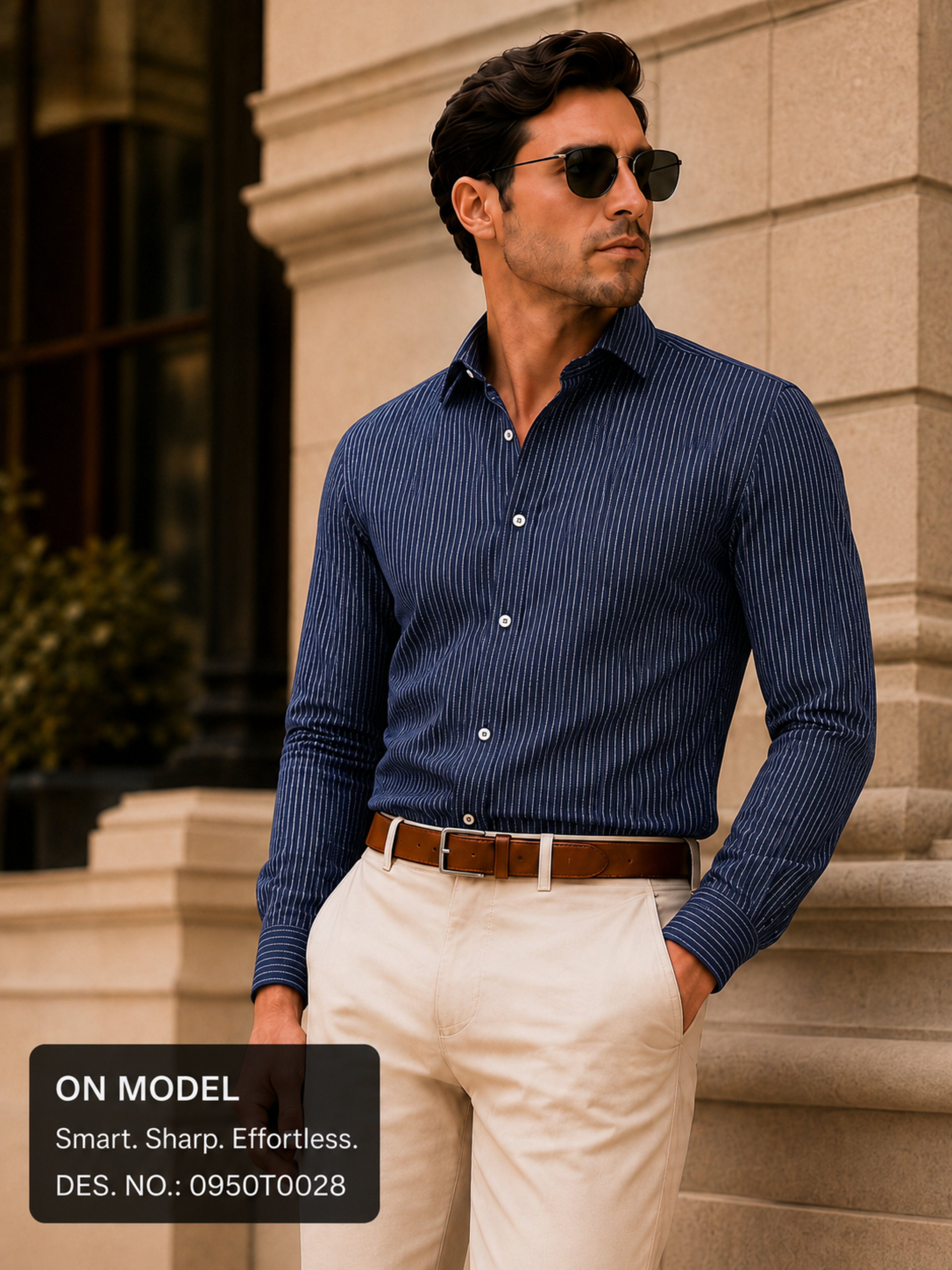 Navy Blue Stripe Shirt Fabric