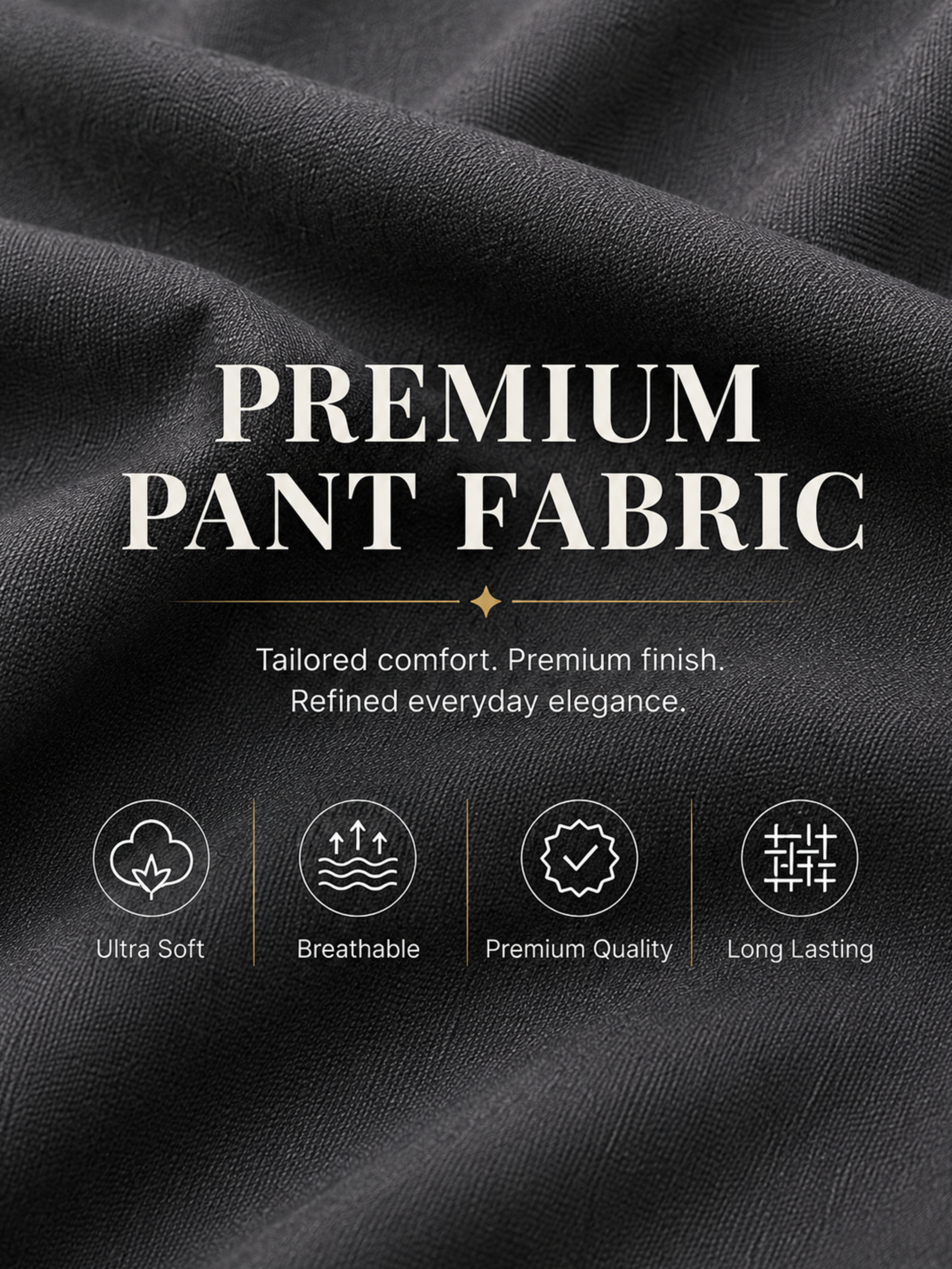 Refined Dark Grey  Trouser Fabric