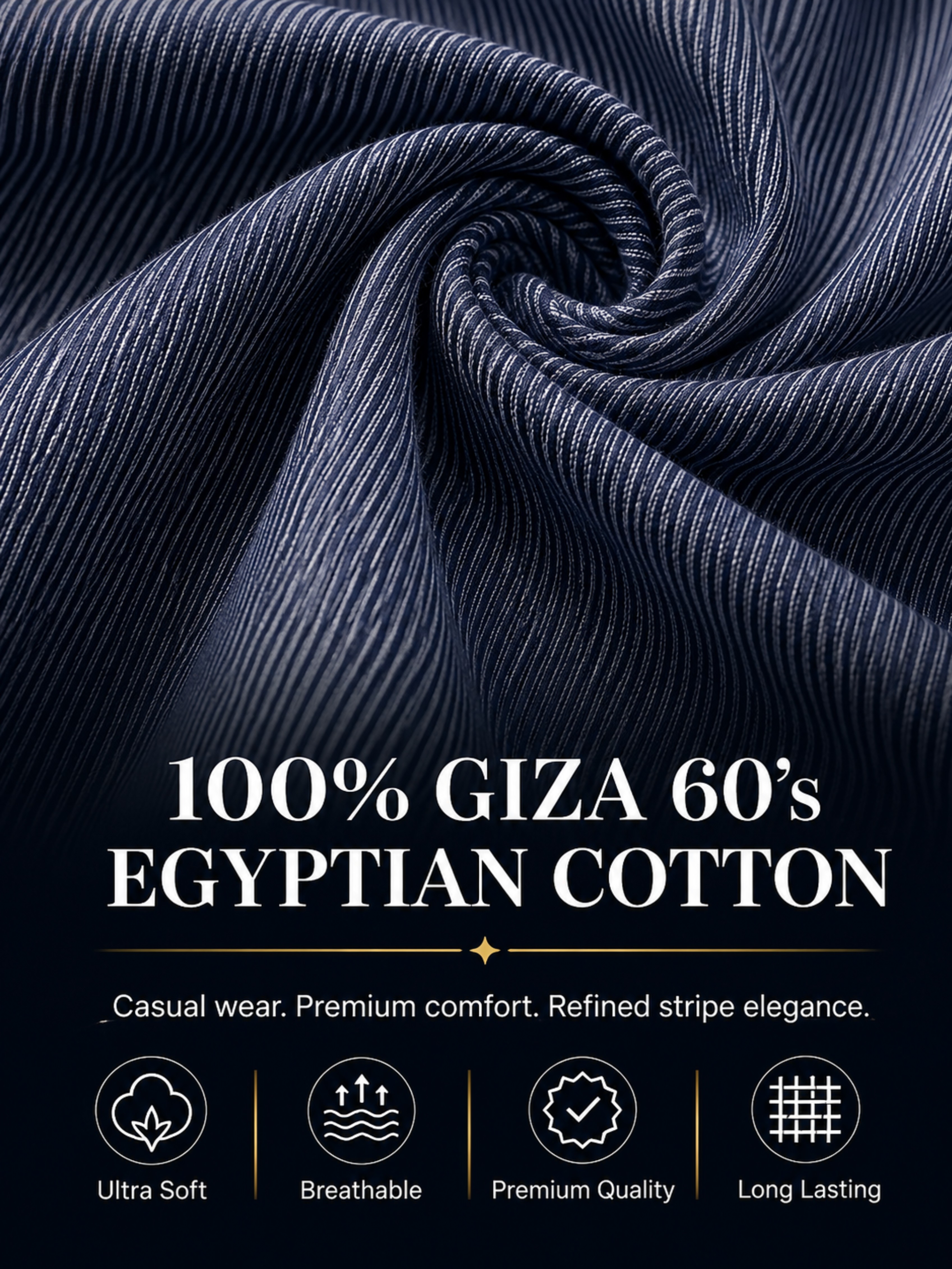 Navy Blue Stripe Shirt Fabric