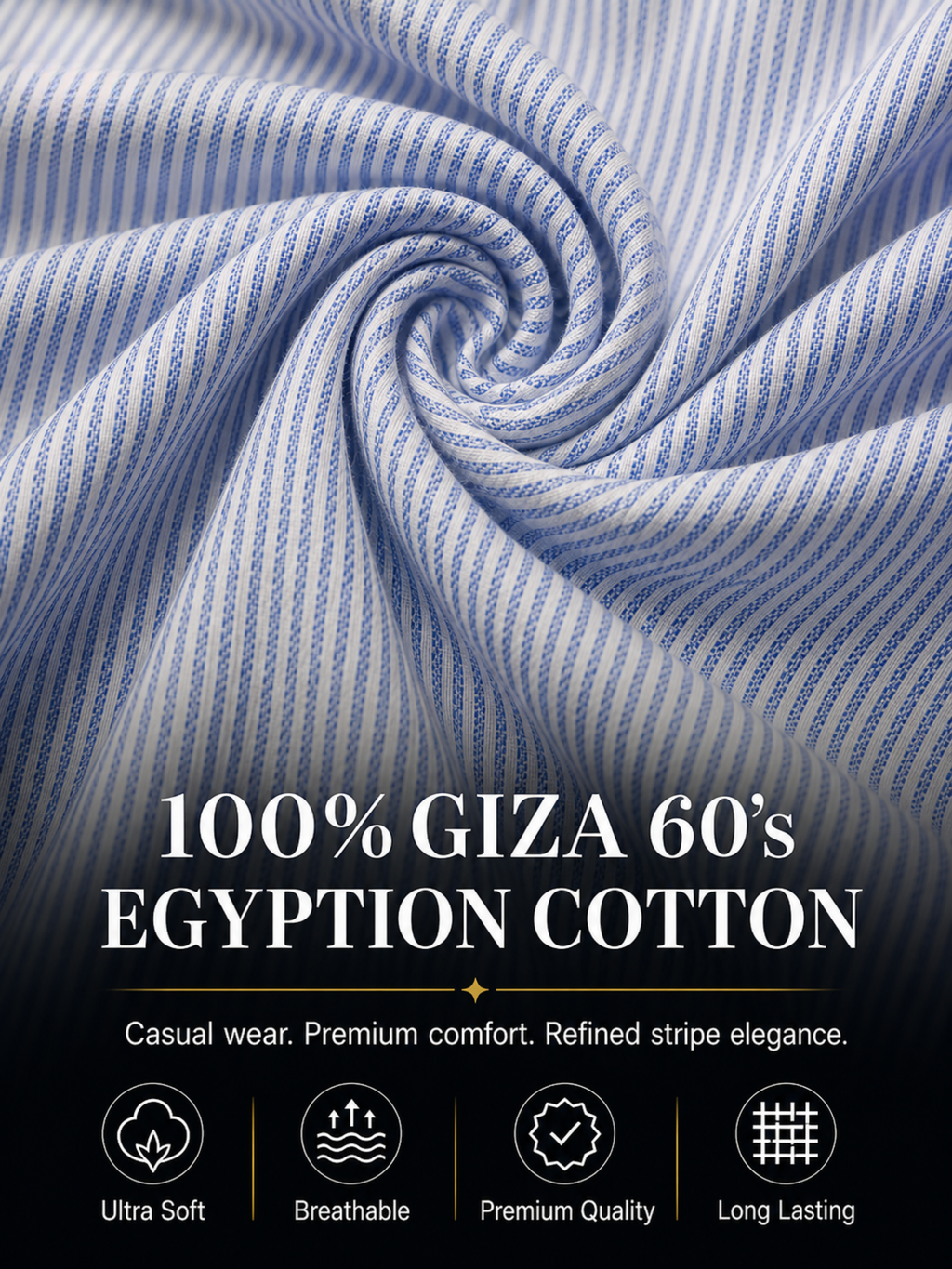 Sky Blue Striped Unstitched Shirt Fabric