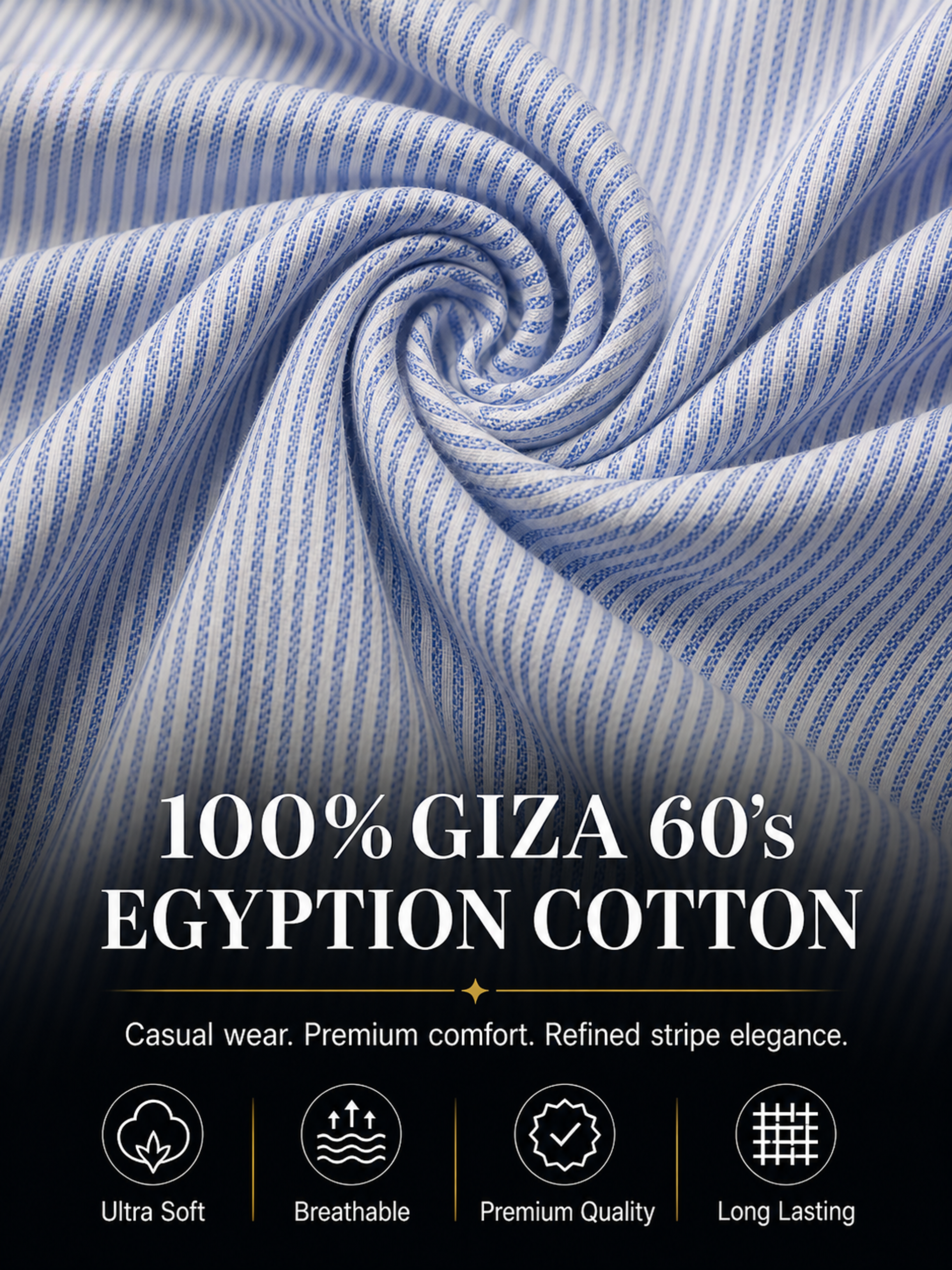 Sky Blue Striped Unstitched Shirt Fabric