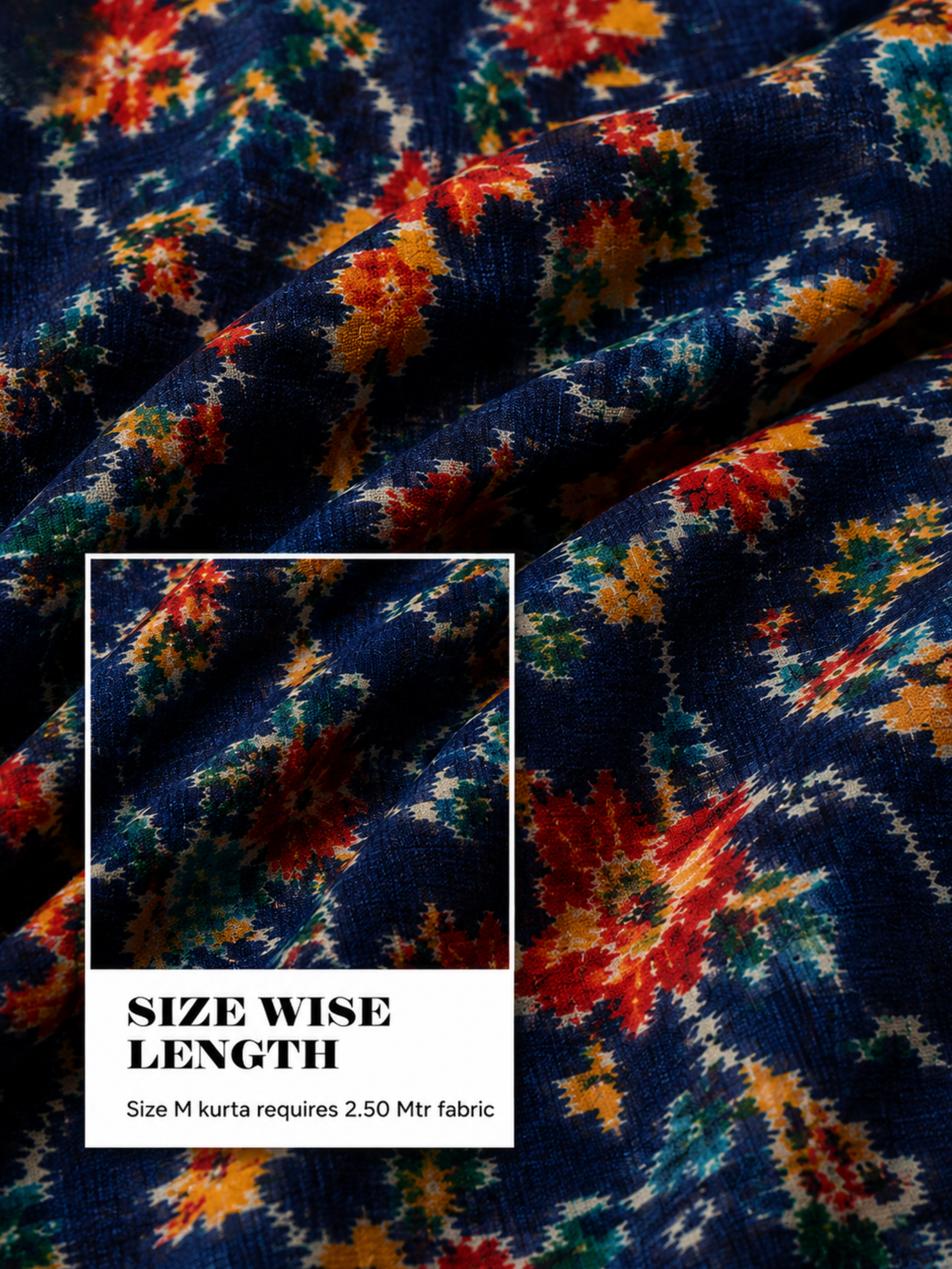 Blue Multicolor Unstitched Kurta Fabric