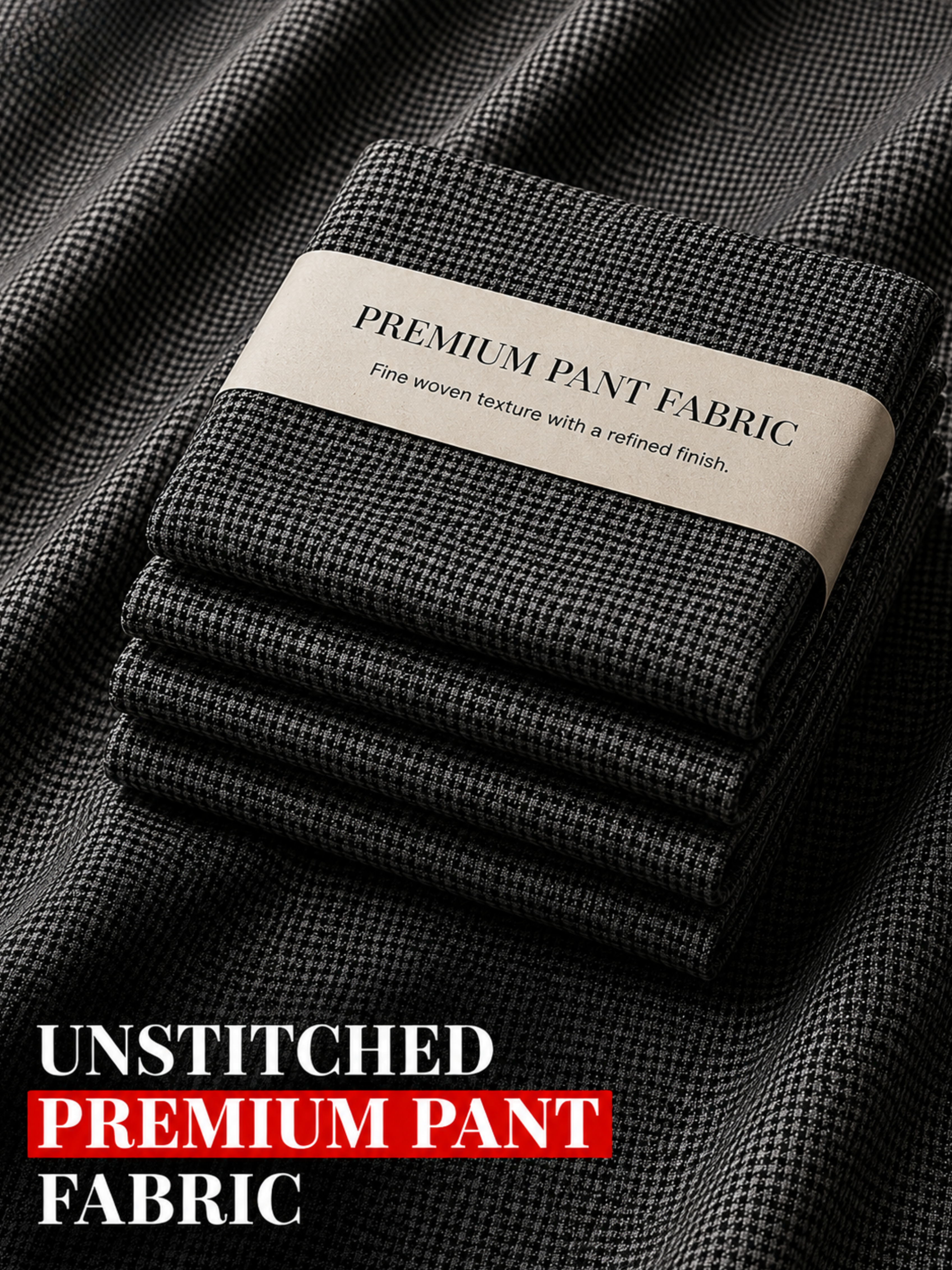 Black Micro-Checked Pant Fabric